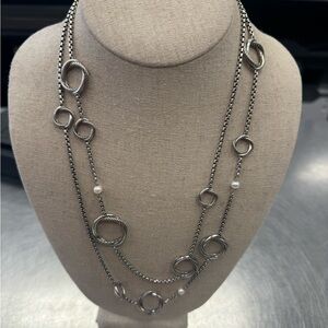 David Yurman necklace 44 inch chain
silver pearl infinity station chain